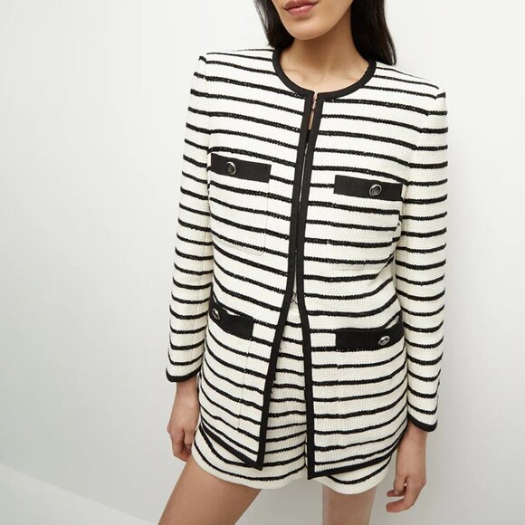 NWT Veronica Beard Foster Striped Dickey Jacket, Sz 4, 6 - Picture 2 of 15